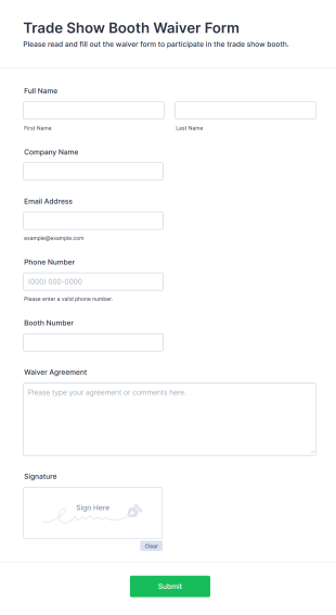 Trade Show Booth Waiver Form Template