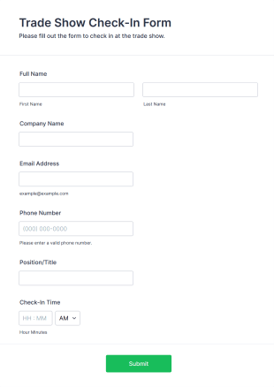 Trade Show Check In Form Template