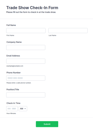 Trade Show Check In Form Template