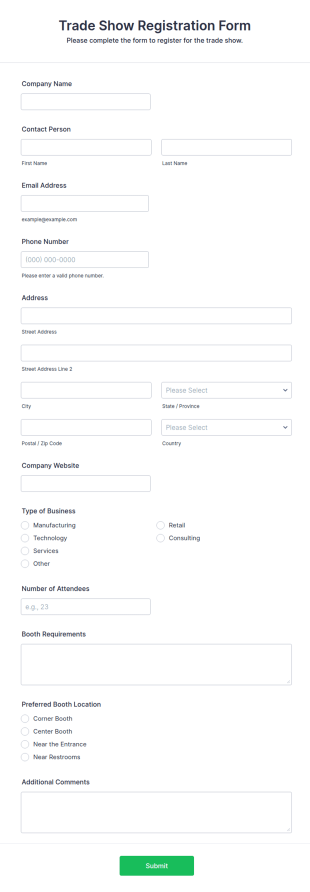Trade Show Registration Form Template