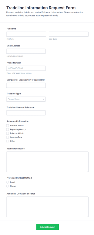 Tradeline Information Request Form Template