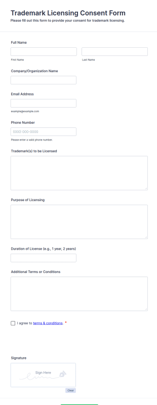 Trademark Licensing Consent Form Template