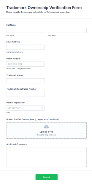 Trademark Ownership Verification Form Template