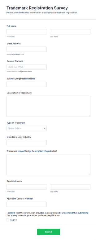 Trademark Registration Survey Form Template