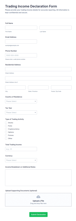 Trading Income Declaration Form Template