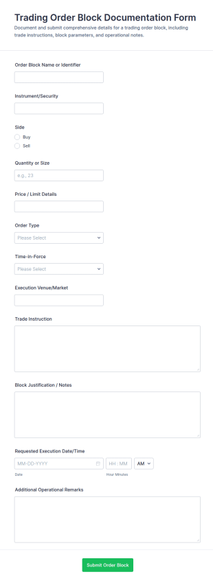 Trading Order Block Documentation Form Template