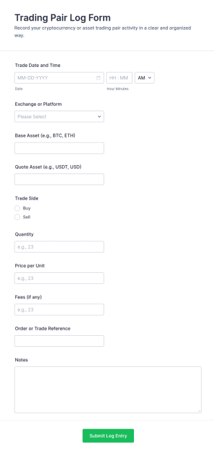 Trading Pair Log Form Template