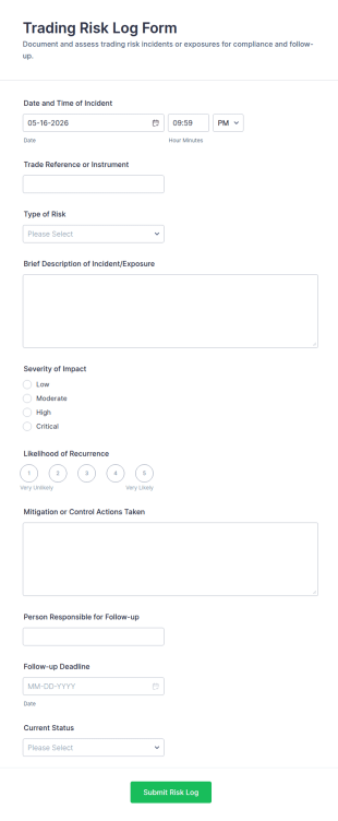 Trading Risk Log Form Template