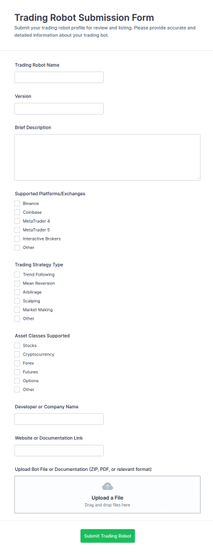 Trading Robot Submission Form Template