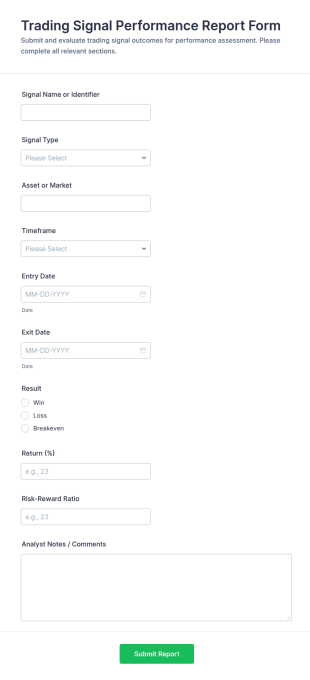 Trading Signal Performance Report Form Template