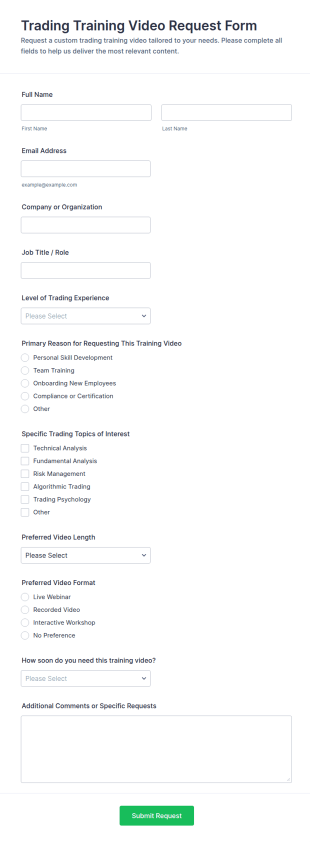 Trading Training Video Request Form Template
