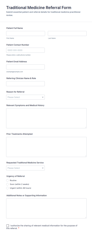 Traditional Medicine Referral Form Template
