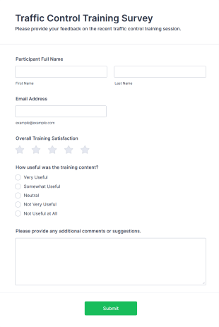 Traffic Control Training Survey Form Template