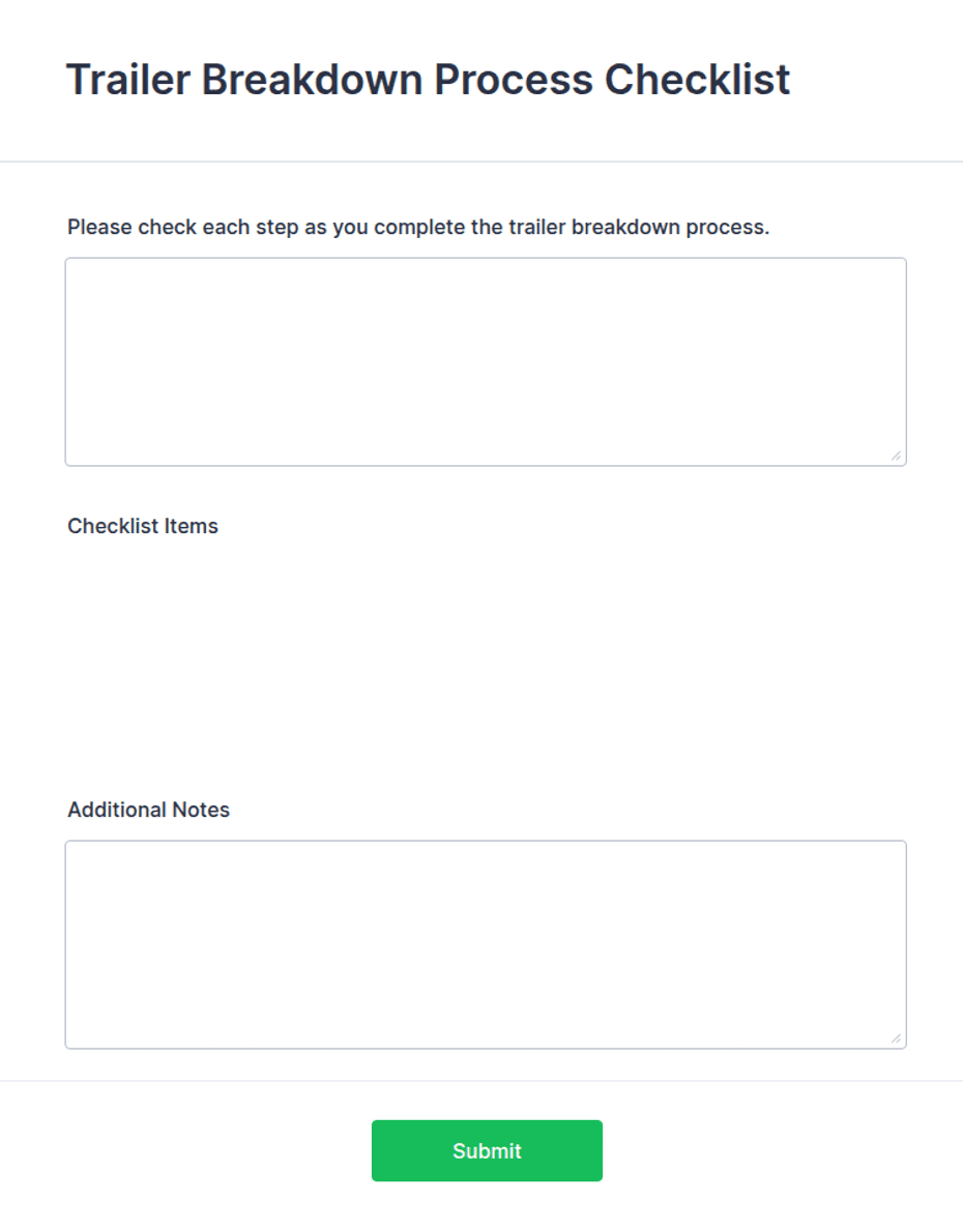 Trailer Breakdown Process Checklist Form Template | Jotform