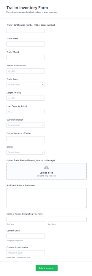 Trailer Inventory Form Template