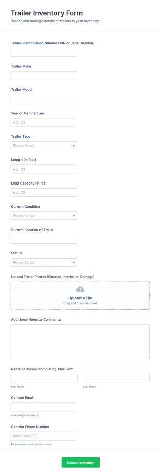 Trailer Inventory Form Template