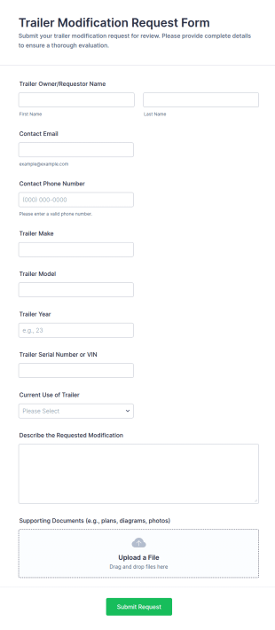 Trailer Modification Request Form Template