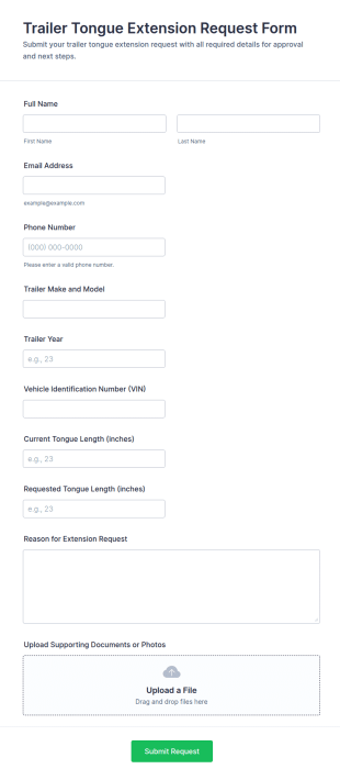 Trailer Tongue Extension Request Form Template