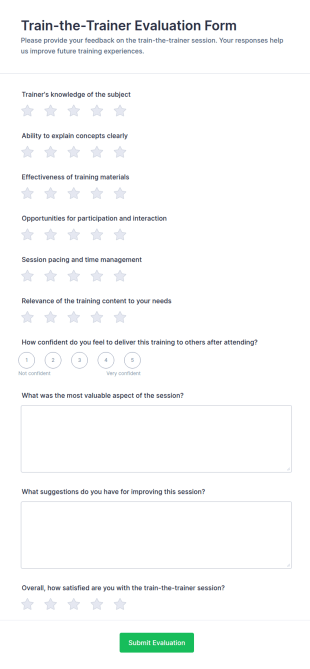 Train The Trainer Evaluation Form Template