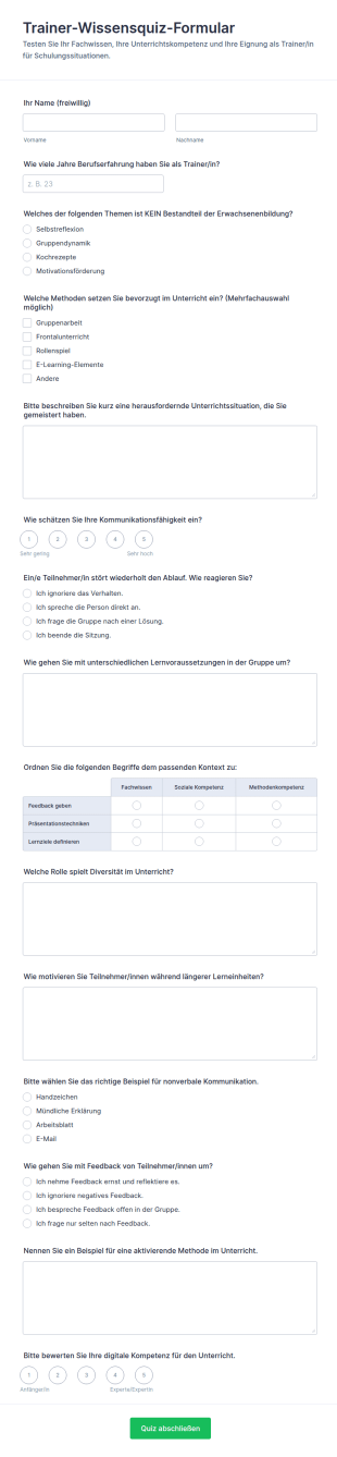 Trainer Wissensquiz