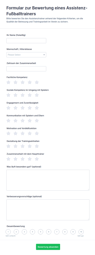 Trainerbewertungsbogen Für Fußballassistenten