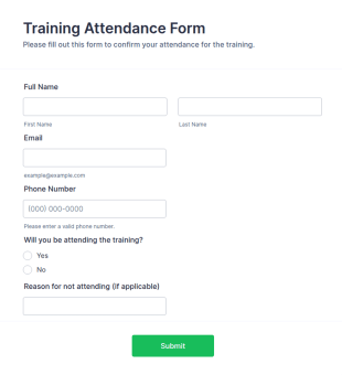 Training Attendance Form Template