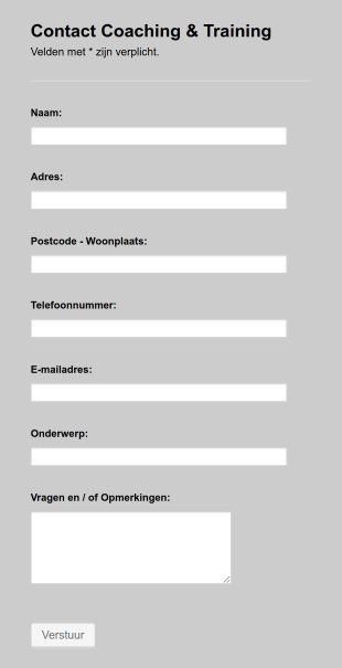 Training & Coaching Contact Form Template