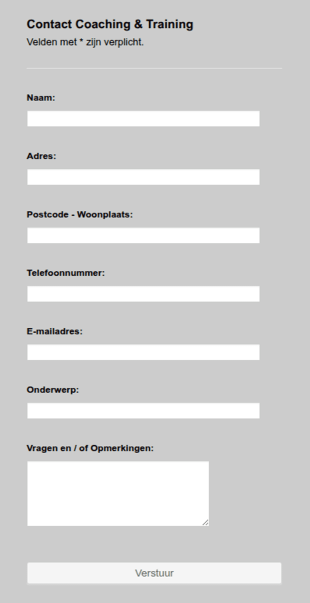 Training & Coaching Contact Form