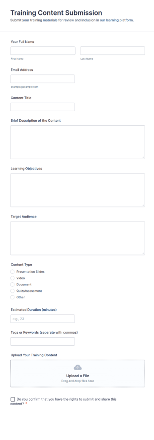 Training Content Submission Form Template