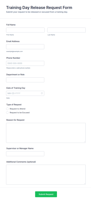 Training Day Release Request Form Template