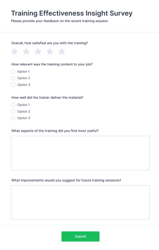 Training Effectiveness Insight Survey Form Template