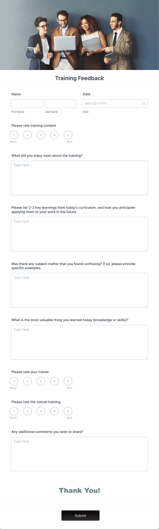 Training Feedback Form Template