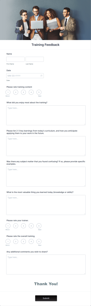 Training Feedback Form Template