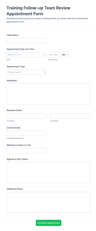 Training Follow Up Team Review Appointment Form Template