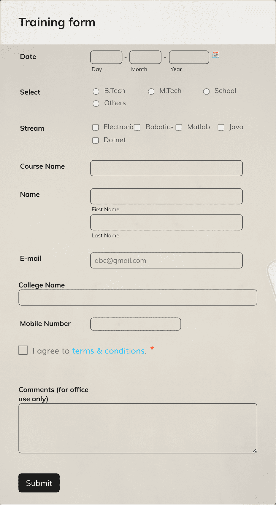 Training Form Template | Jotform