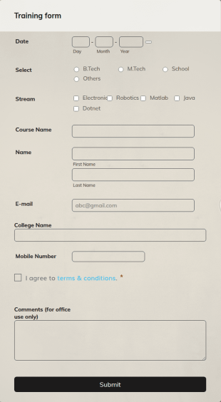 Training Form Template