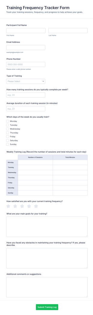 Training Frequency Tracker Form Template