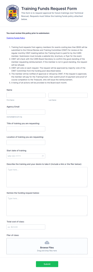 Training Funds Request Form Template