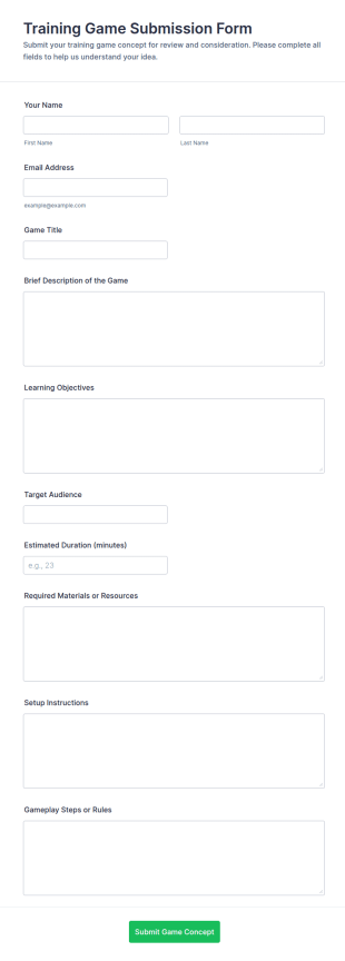 Training Game Submission Form Template