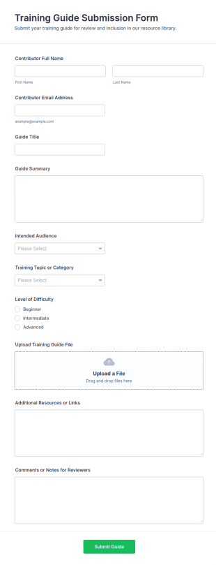 Training Guide Submission Form Template