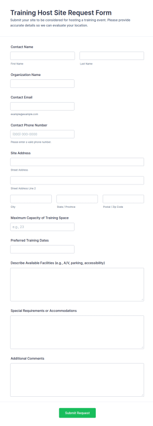Training Host Site Request Form Template