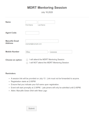 Mentoring Session Attendance Confirmation Form Template
