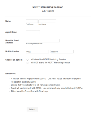 Mentoring Session Attendance Confirmation Form Template