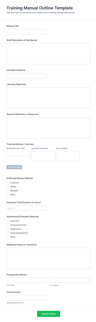 Training Manual Outline Template