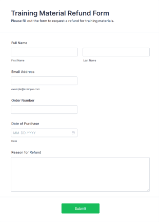 Training Material Refund Form Template