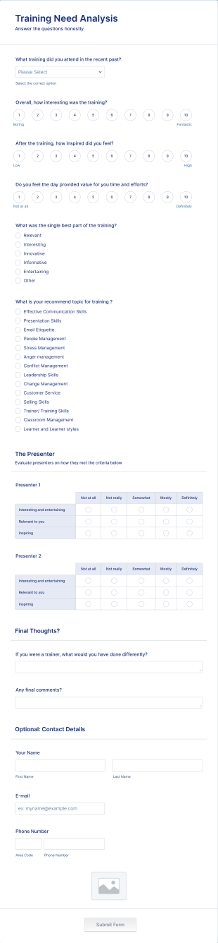 Training Need Analysis Form Template