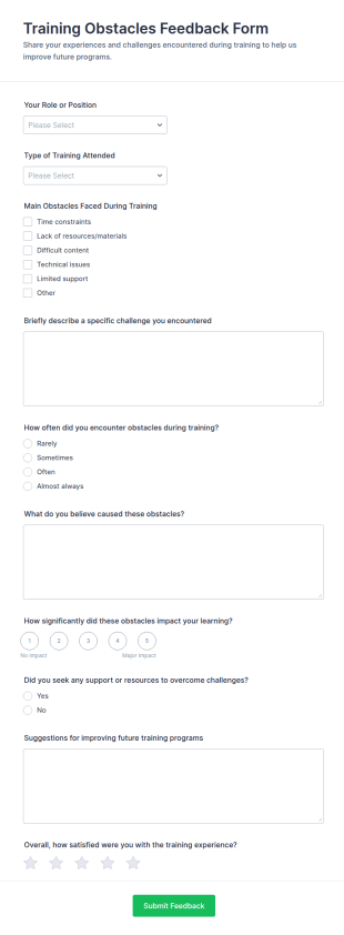 Training Obstacles Feedback Form Template