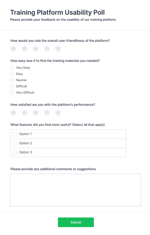 Training Platform Usability Poll Form Template