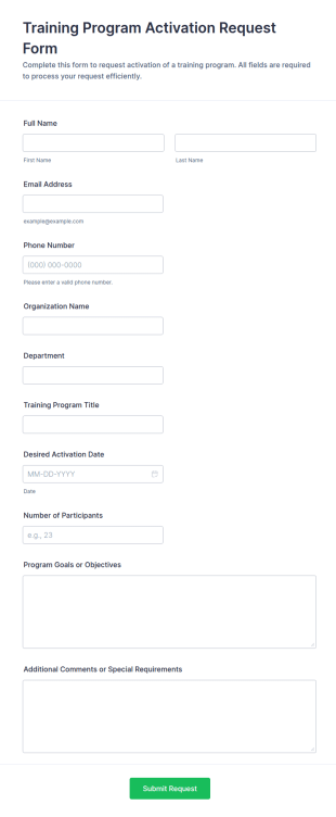 Training Program Activation Request Form Template