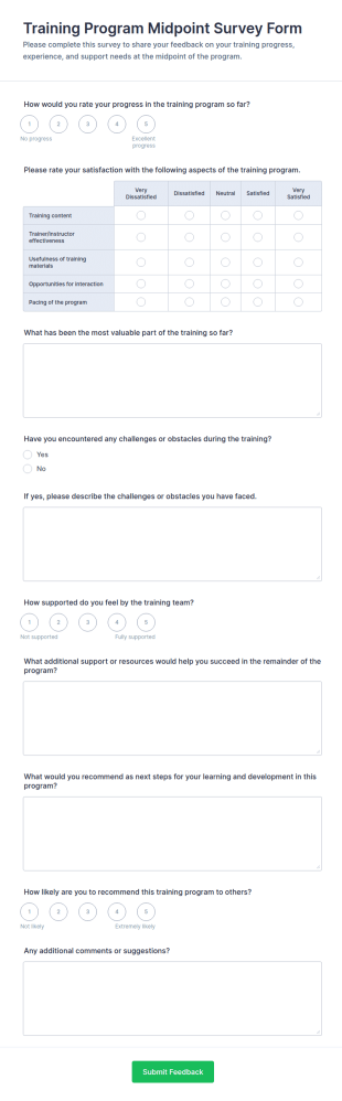 Training Program Midpoint Survey Form Template